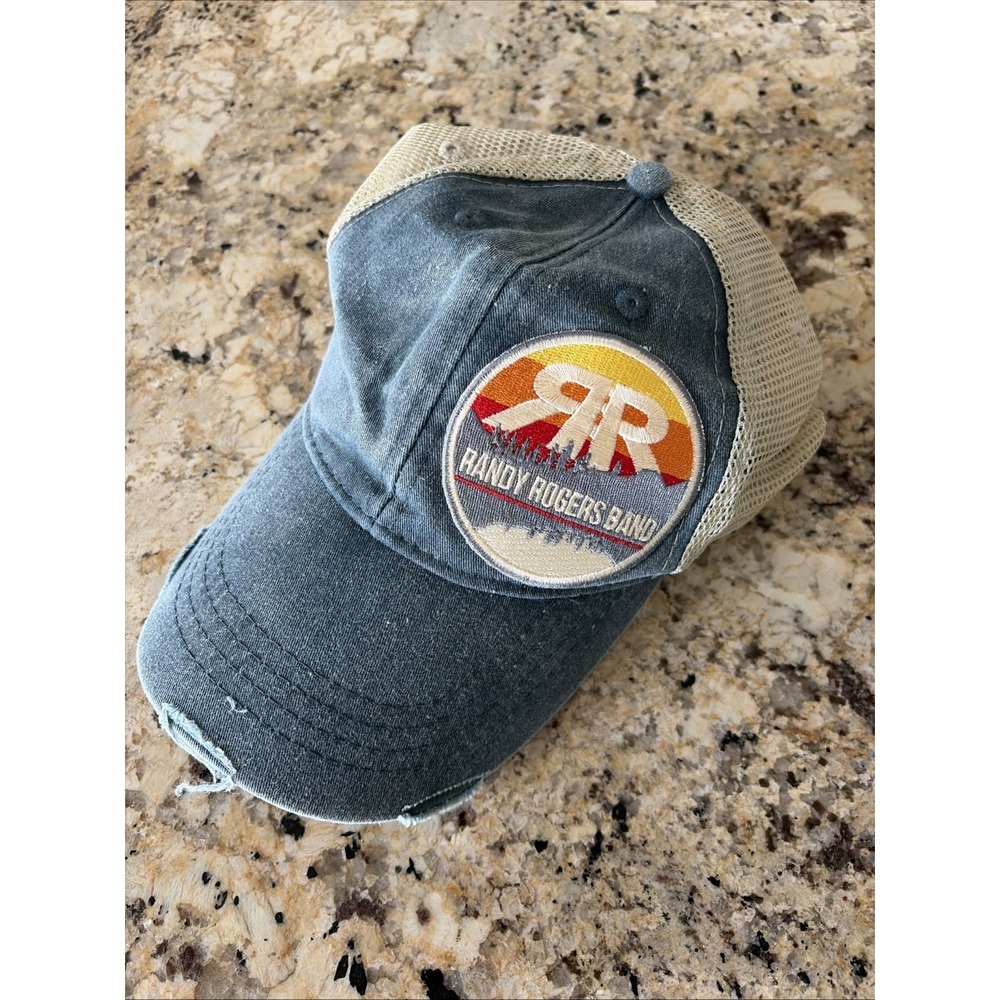 Randy Rogers Band Adams Trucker Hat Mens OS Blueâ Tan Distressed Cotton Mesh Cap